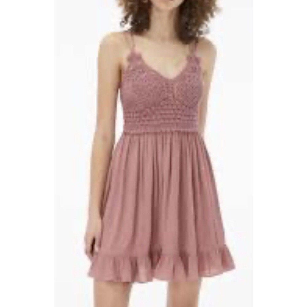 Aeropostale Women's Dusty Rose Crocheted Strappy Sun Dress Size Large